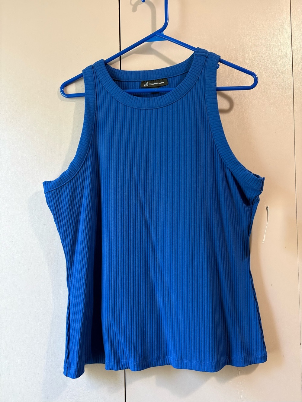 Ribbed Sleeveless Sweater Tank Top - Blue INC Ladies XL